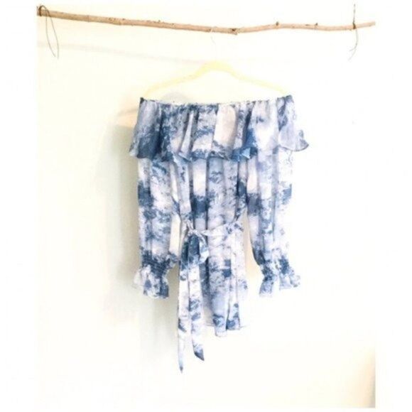 OFF Shoulder Top Hand Dip-dye Woven Top - Picture 9 of 11